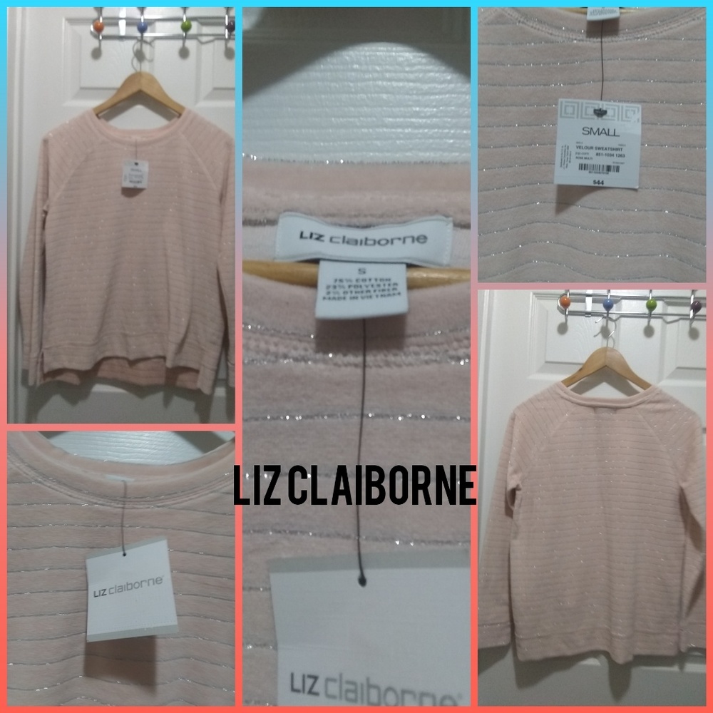 ⭐Liz Claiborne BNWT velour sweatshirt. Size S